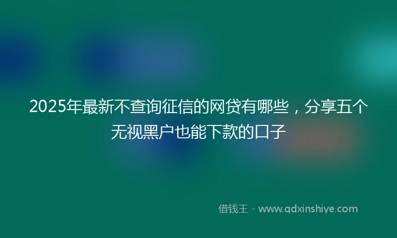 2025年最新不查询征信的网贷有哪些，分享五个无视黑户也能下款的口子