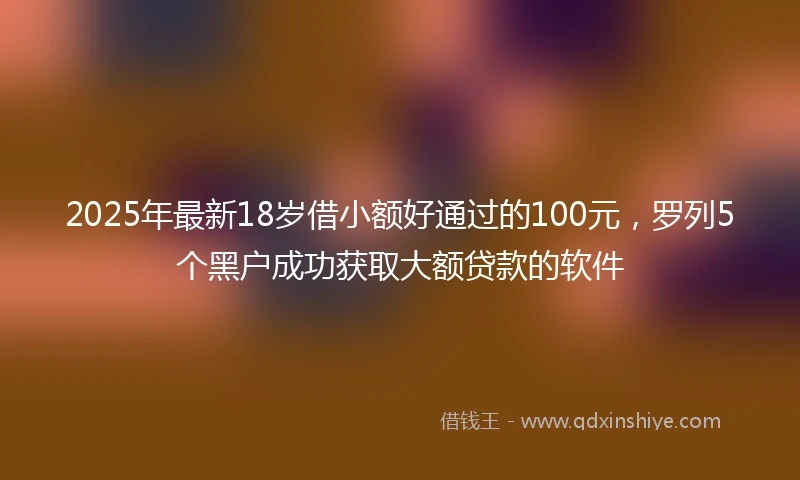 2025年最新18岁借小额好通过的100元，罗列5个黑户成功获取大额贷款的软件