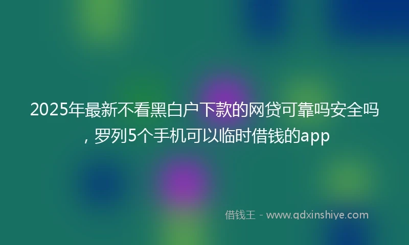 2025年最新不看黑白户下款的网贷可靠吗安全吗，罗列5个手机可以临时借钱的app
