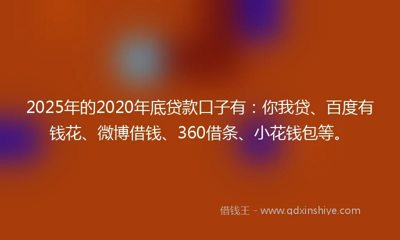 2025年的2020年底贷款口子有：你我贷、百度有钱花、微博借钱、360借条、小花钱包等。