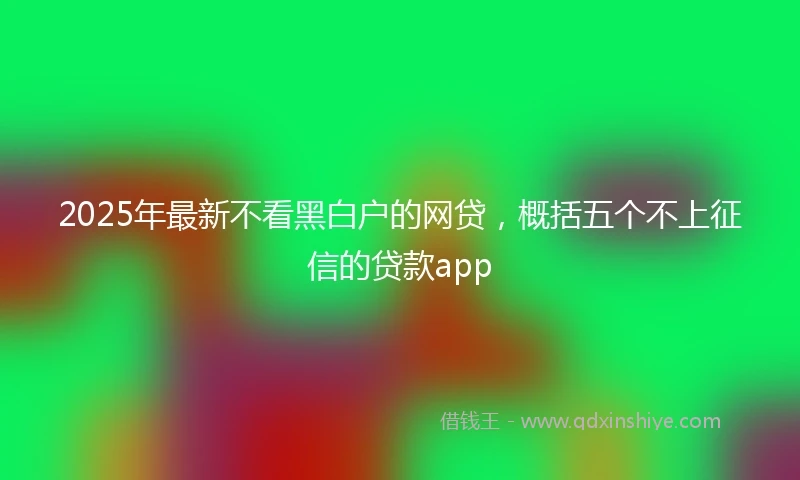 2025年最新不看黑白户的网贷，概括五个不上征信的贷款app