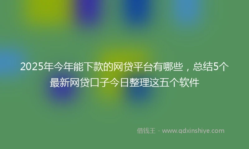 2025年今年能下款的网贷平台有哪些，总结5个最新网贷口子今日整理这五个软件