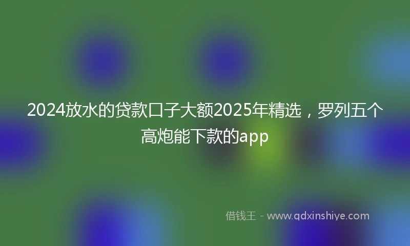 2024放水的贷款口子大额2025年精选，罗列五个高炮能下款的app