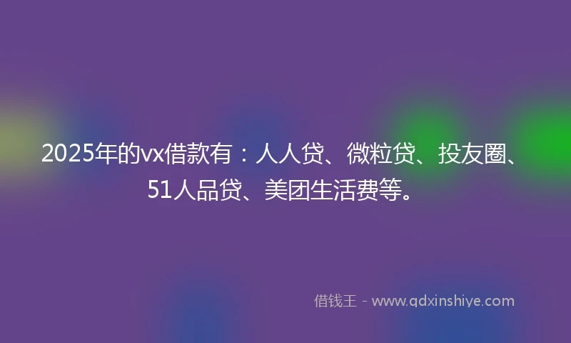 2025年的vx借款有：人人贷、微粒贷、投友圈、51人品贷、美团生活费等。