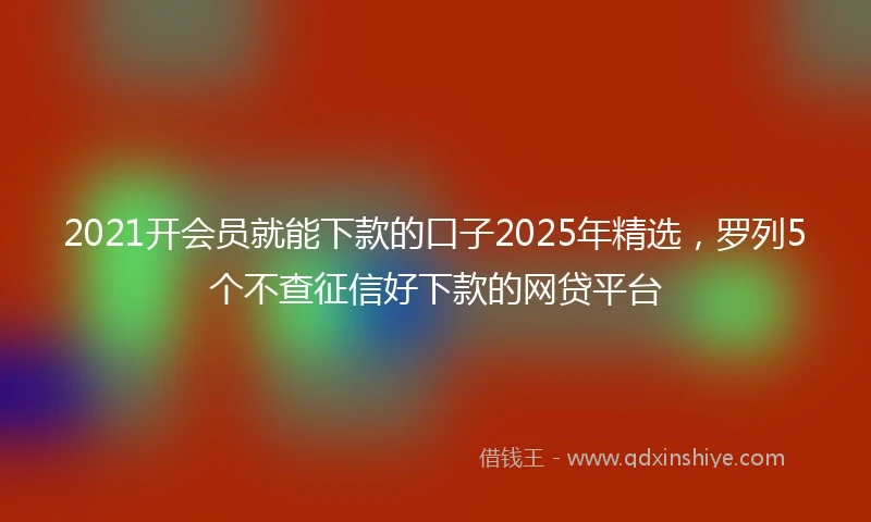 2021开会员就能下款的口子2025年精选，罗列5个不查征信好下款的网贷平台