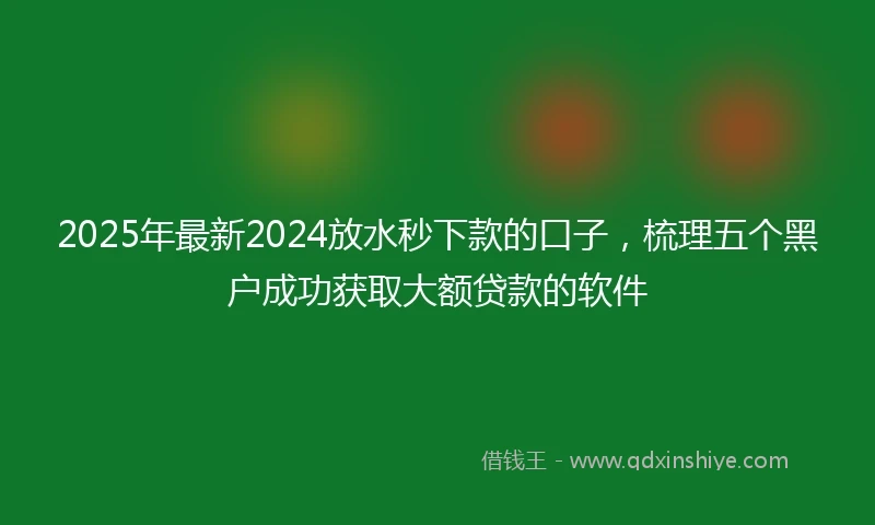 2025年最新2024放水秒下款的口子，梳理五个黑户成功获取大额贷款的软件