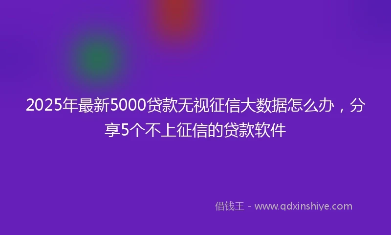 2025年最新5000贷款无视征信大数据怎么办，分享5个不上征信的贷款软件
