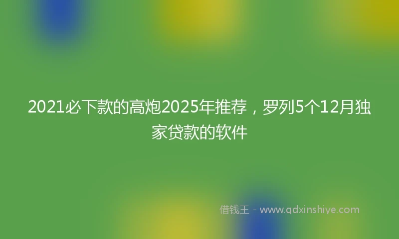 2021必下款的高炮2025年推荐，罗列5个12月独家贷款的软件