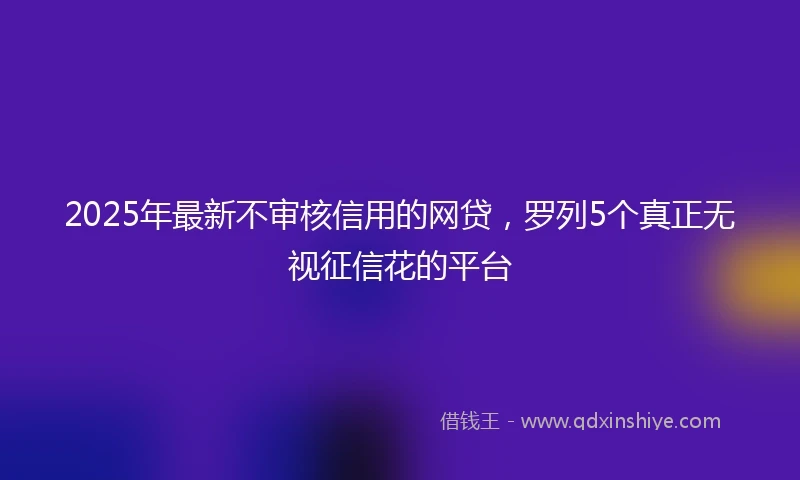 2025年最新不审核信用的网贷，罗列5个真正无视征信花的平台