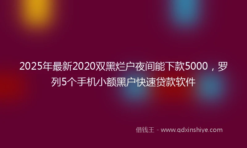 2025年最新2020双黑烂户夜间能下款5000，罗列5个手机小额黑户快速贷款软件