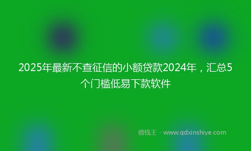 2025年最新不查征信的小额贷款2024年，汇总5个门槛低易下款软件