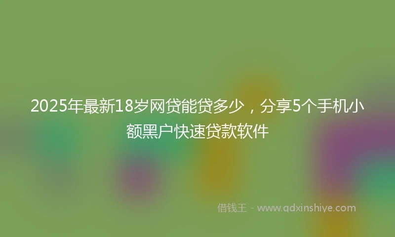 2025年最新18岁网贷能贷多少，分享5个手机小额黑户快速贷款软件