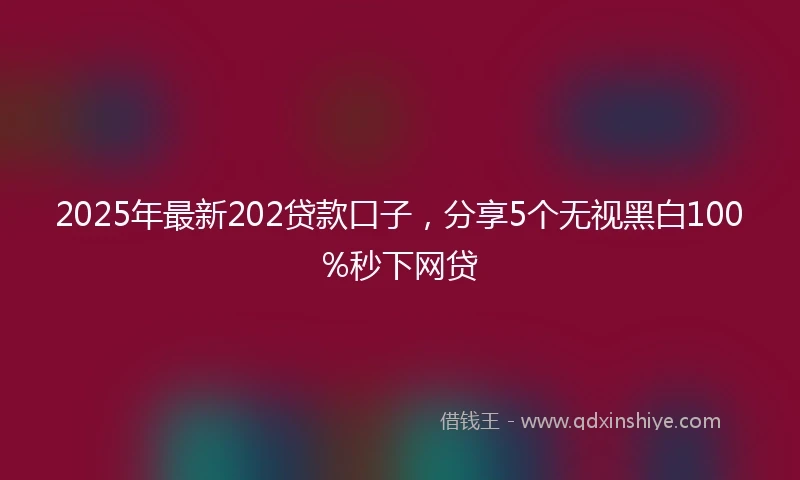 2025年最新202贷款口子，分享5个无视黑白100%秒下网贷