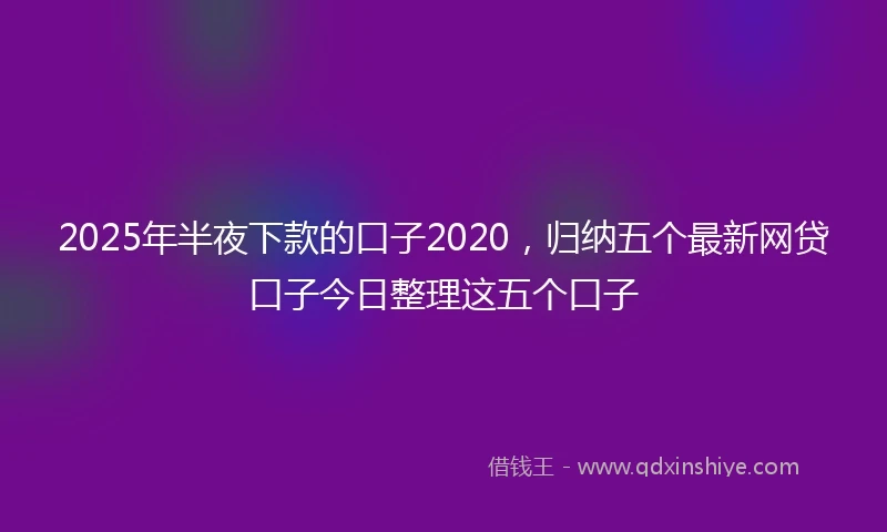 2025年半夜下款的口子2020，归纳五个最新网贷口子今日整理这五个口子