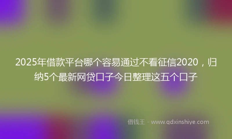 2025年借款平台哪个容易通过不看征信2020，归纳5个最新网贷口子今日整理这五个口子