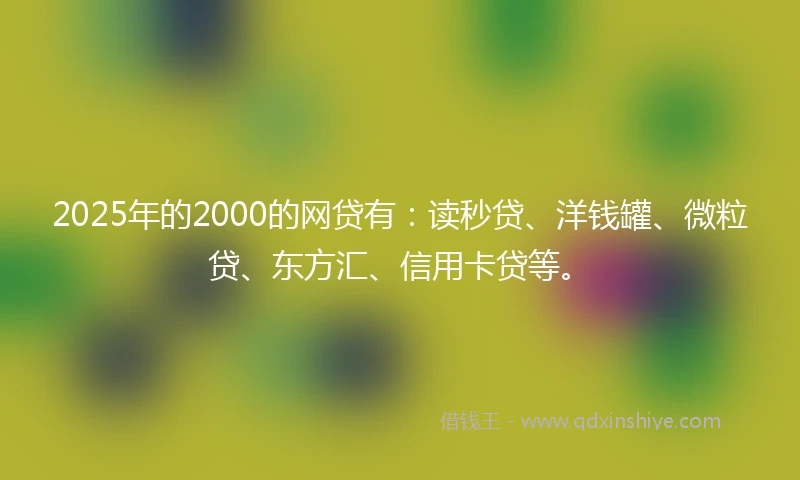 2025年的2000的网贷有：读秒贷、洋钱罐、微粒贷、东方汇、信用卡贷等。