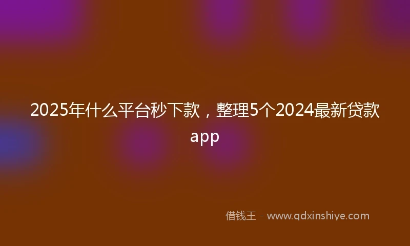2025年什么平台秒下款，整理5个2024最新贷款app