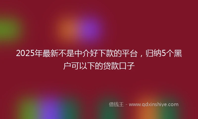 2025年最新不是中介好下款的平台，归纳5个黑户可以下的贷款口子