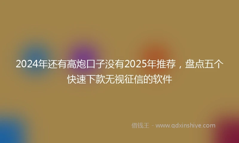2024年还有高炮口子没有2025年推荐，盘点五个快速下款无视征信的软件