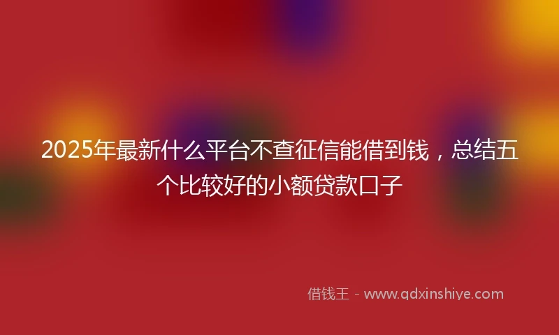 2025年最新什么平台不查征信能借到钱，总结五个比较好的小额贷款口子