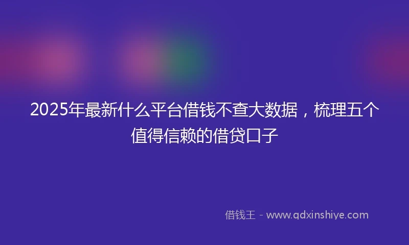 2025年最新什么平台借钱不查大数据，梳理五个值得信赖的借贷口子