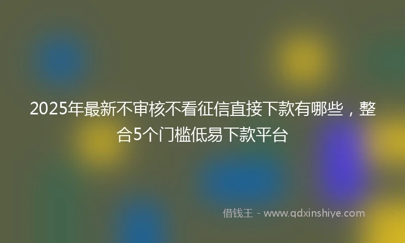 2025年最新不审核不看征信直接下款有哪些，整合5个门槛低易下款平台