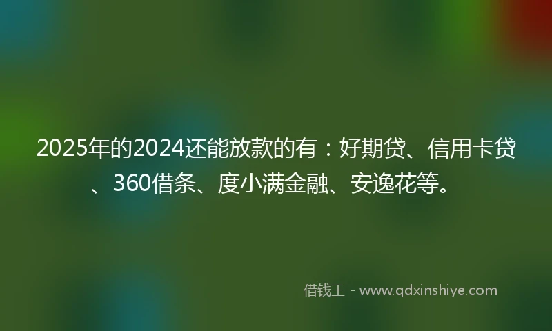 2025年的2024还能放款的有：好期贷、信用卡贷、360借条、度小满金融、安逸花等。