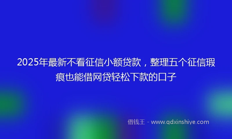 2025年最新不看征信小额贷款，整理五个征信瑕疵也能借网贷轻松下款的口子