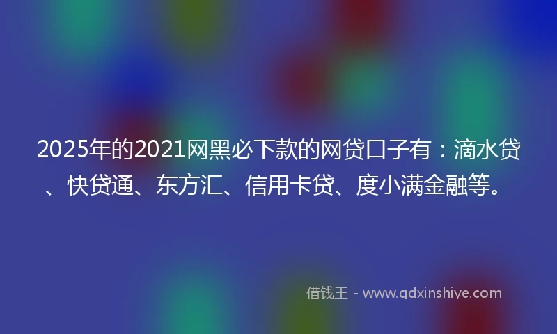 2025年的2021网黑必下款的网贷口子有：滴水贷、快贷通、东方汇、信用卡贷、度小满金融等。