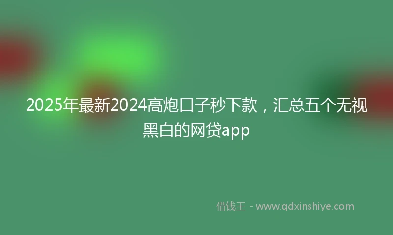 2025年最新2024高炮口子秒下款，汇总五个无视黑白的网贷app