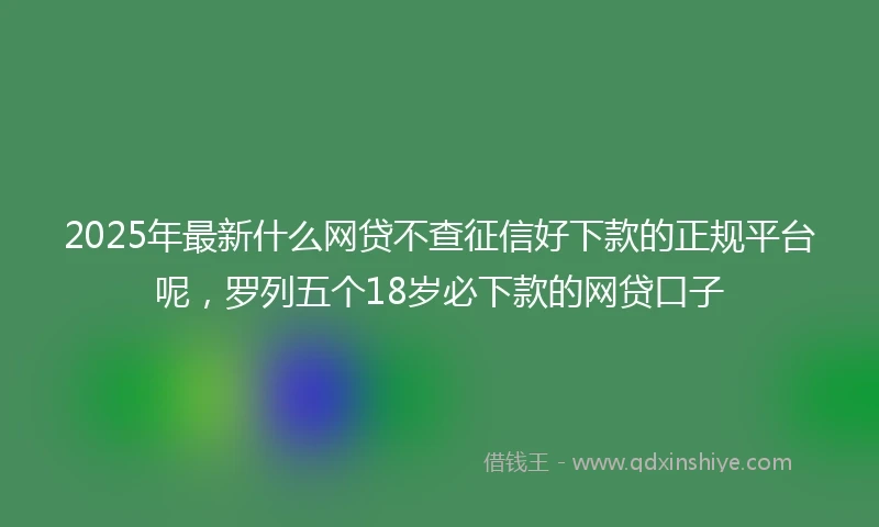 2025年最新什么网贷不查征信好下款的正规平台呢，罗列五个18岁必下款的网贷口子