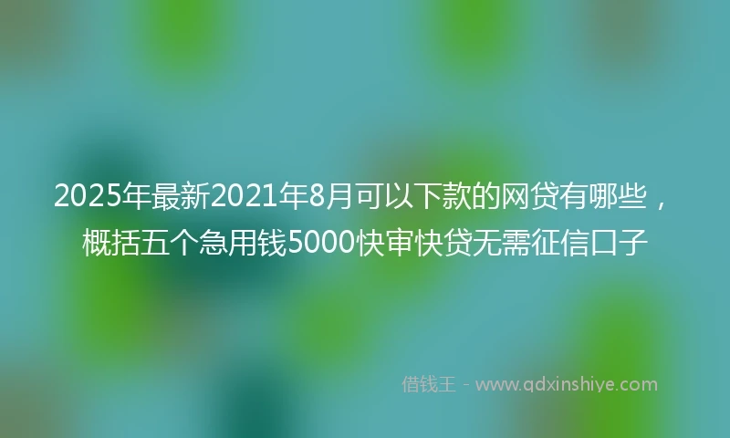 2025年最新2021年8月可以下款的网贷有哪些，概括五个急用钱5000快审快贷无需征信口子