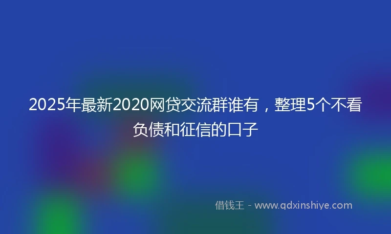 2025年最新2020网贷交流群谁有，整理5个不看负债和征信的口子