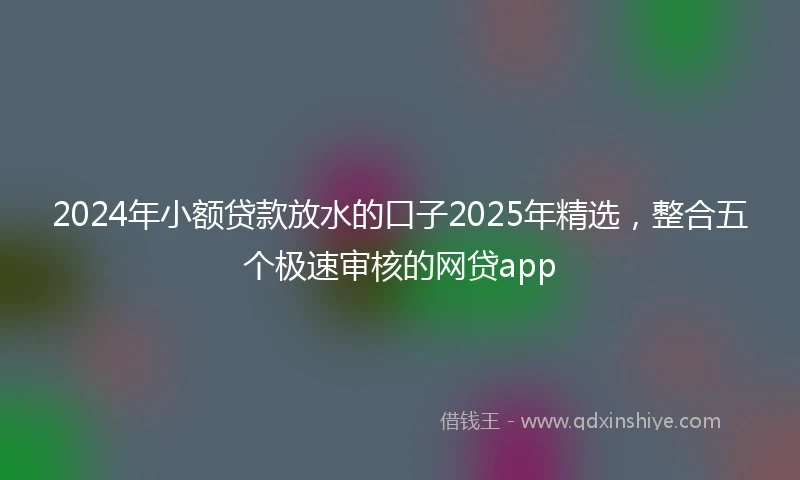 2024年小额贷款放水的口子2025年精选，整合五个极速审核的网贷app