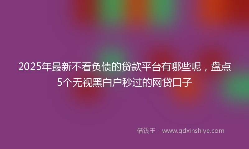 2025年最新不看负债的贷款平台有哪些呢，盘点5个无视黑白户秒过的网贷口子