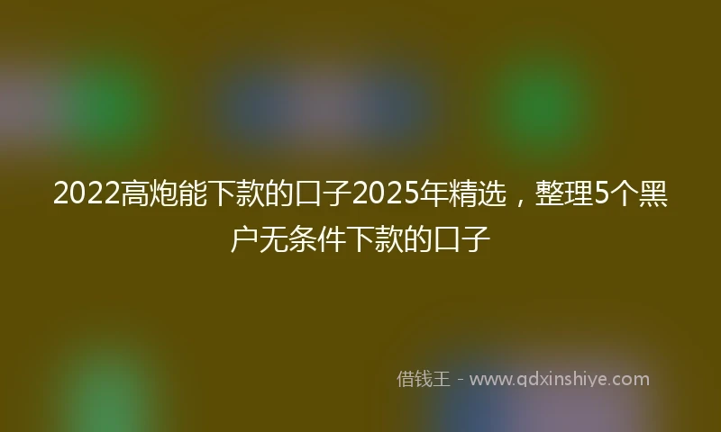 2022高炮能下款的口子2025年精选，整理5个黑户无条件下款的口子