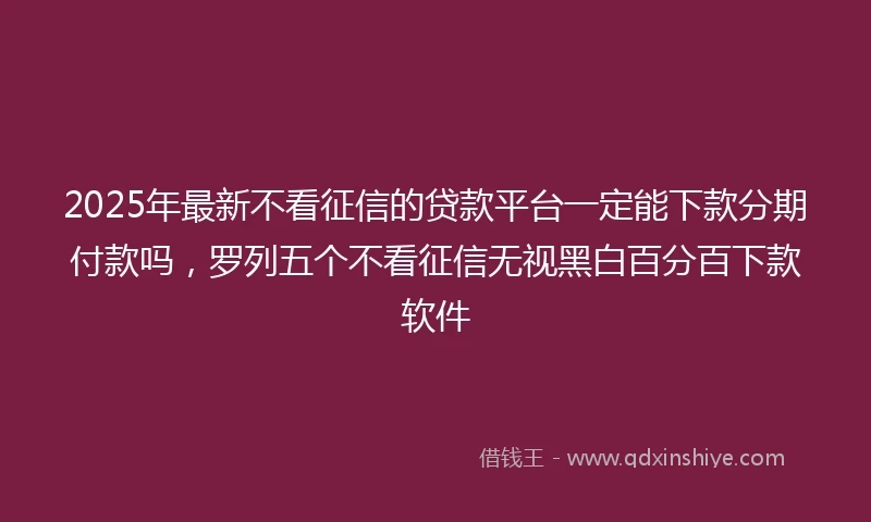 2025年最新不看征信的贷款平台一定能下款分期付款吗，罗列五个不看征信无视黑白百分百下款软件