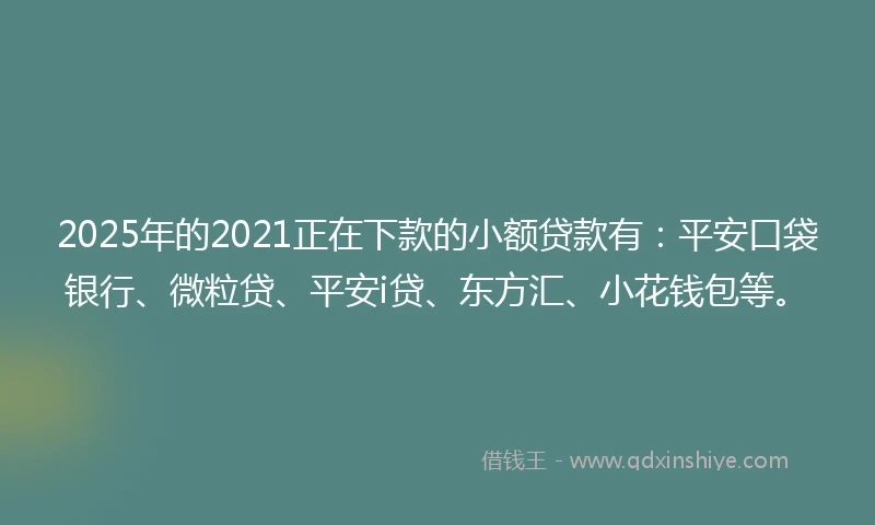 2025年的2021正在下款的小额贷款有：平安口袋银行、微粒贷、平安i贷、东方汇、小花钱包等。