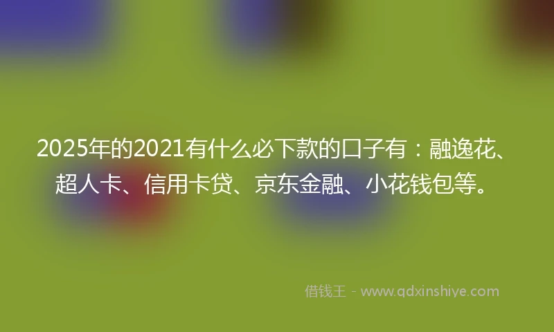 2025年的2021有什么必下款的口子有：融逸花、超人卡、信用卡贷、京东金融、小花钱包等。