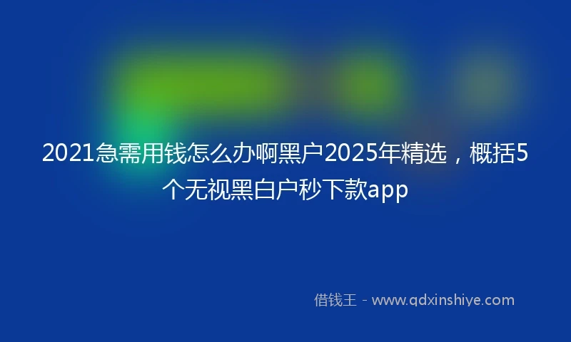 2021急需用钱怎么办啊黑户2025年精选，概括5个无视黑白户秒下款app