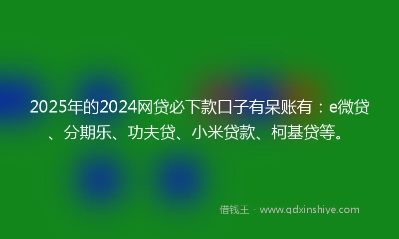 2025年的2024网贷必下款口子有呆账有：e微贷、分期乐、功夫贷、小米贷款、柯基贷等。