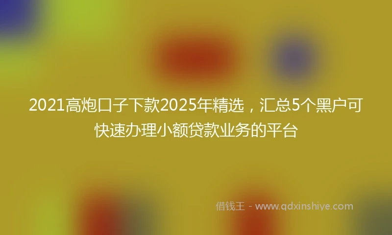 2021高炮口子下款2025年精选，汇总5个黑户可快速办理小额贷款业务的平台