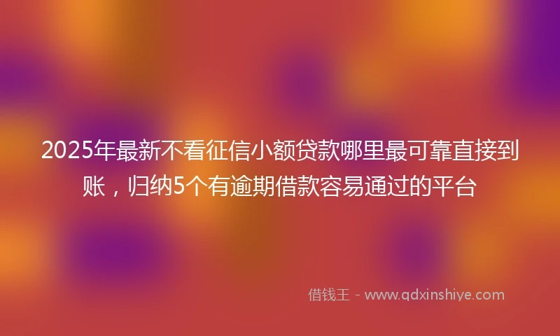 2025年最新不看征信小额贷款哪里最可靠直接到账，归纳5个有逾期借款容易通过的平台