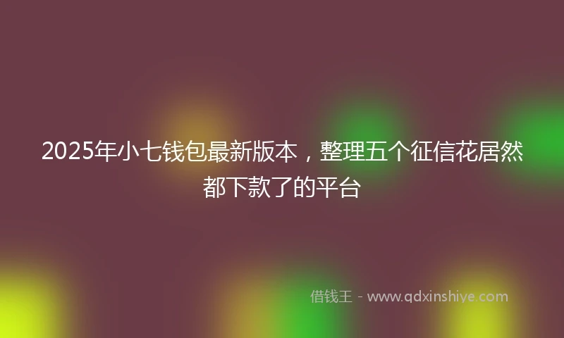 2025年小七钱包最新版本，整理五个征信花居然都下款了的平台