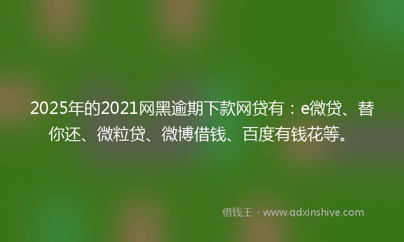 2025年的2021网黑逾期下款网贷有：e微贷、替你还、微粒贷、微博借钱、百度有钱花等。