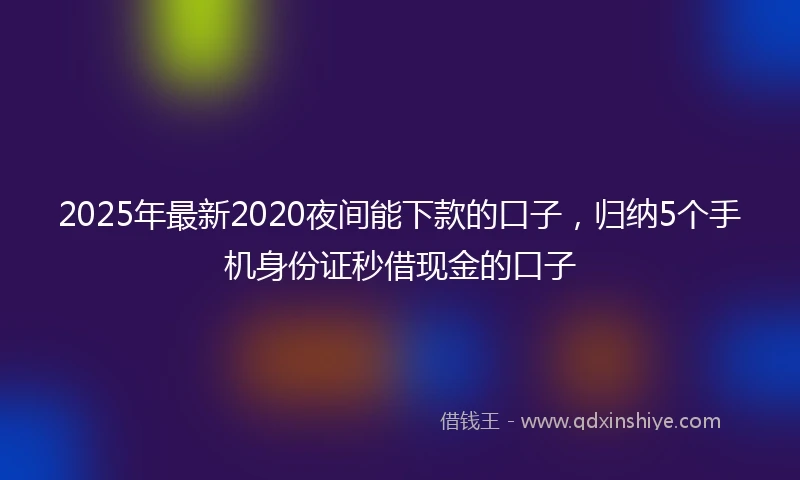 2025年最新2020夜间能下款的口子，归纳5个手机身份证秒借现金的口子
