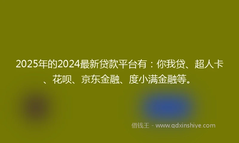 2025年的2024最新贷款平台有：你我贷、超人卡、花呗、京东金融、度小满金融等。