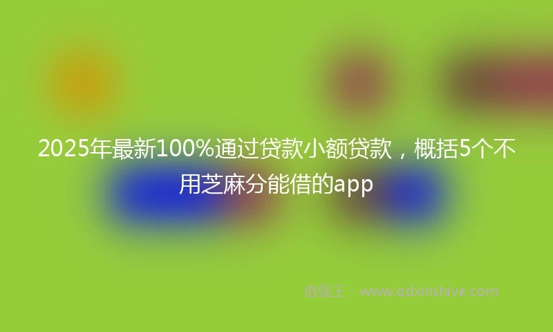 2025年最新100%通过贷款小额贷款，概括5个不用芝麻分能借的app