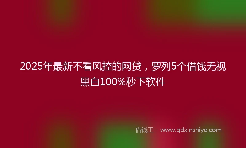 2025年最新不看风控的网贷，罗列5个借钱无视黑白100%秒下软件