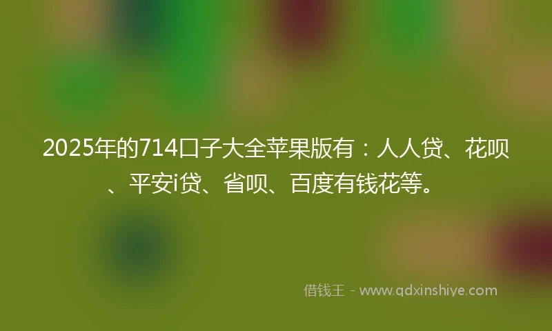 2025年的714口子大全苹果版有：人人贷、花呗、平安i贷、省呗、百度有钱花等。